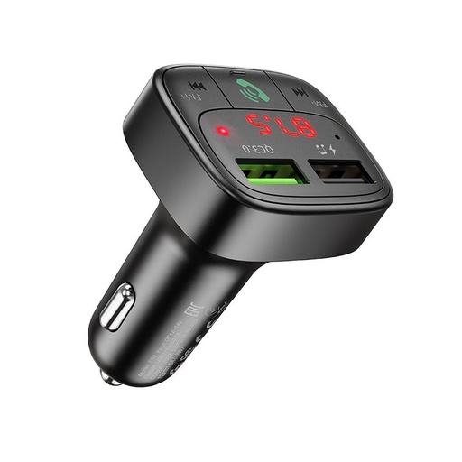 Hoco E59 FM transmitter, QC 3.0 rychlonabíječka 18W, LED indikátor stavu, BT 5.0, černá