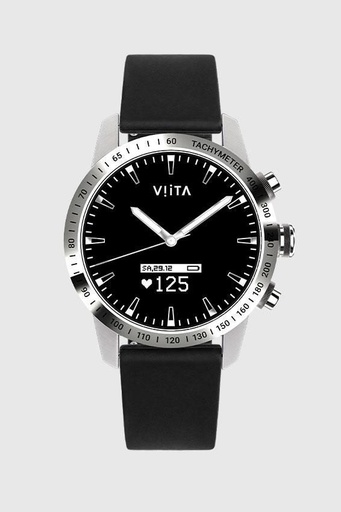 Viita HRV Tachymeter Leather chytré hodinky, měřič aktivity, stříbrná černá