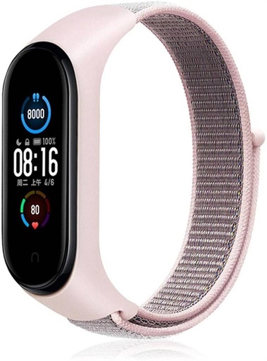 Xiaomi Mi Band 3/4/5/6 nylon řemínek, světlý růžová