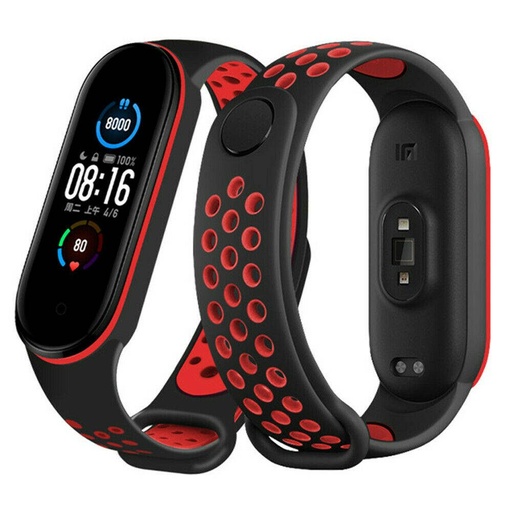 Xiaomi Mi Band 3/4/5/6 silikonový řemínek, černá/červená