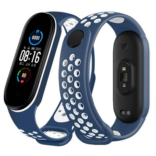 Xiaomi Mi Band 3/4/5/6 silikonový řemínek, azurová/bílá
