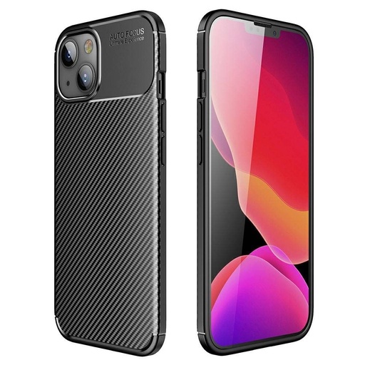 Apple iPhone 13 carbon fiber silikonový zadní kryt (Černá)