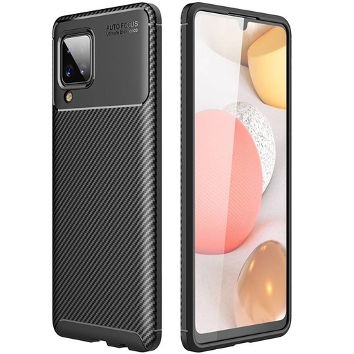 Samsung Galaxy A12 carbon fiber silikonový zadní kryt, (Černá)