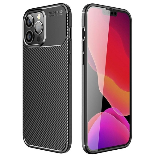 Apple iPhone 13 Pro Max carbon fiber silikonový zadní kryt (Černá)