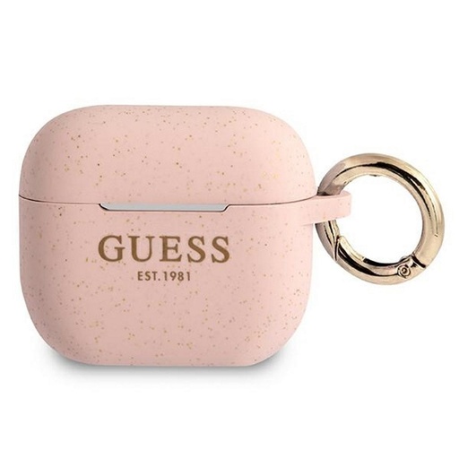 AirPods 3 Guess Glitter Printed Logo pouzdro (Růžová) - GUA3SGGEP