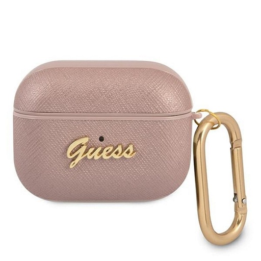 Guess AirPods Pro pouzdro Saffiano PC/PU Metal Logo (Růžová) - GUAPSASMP