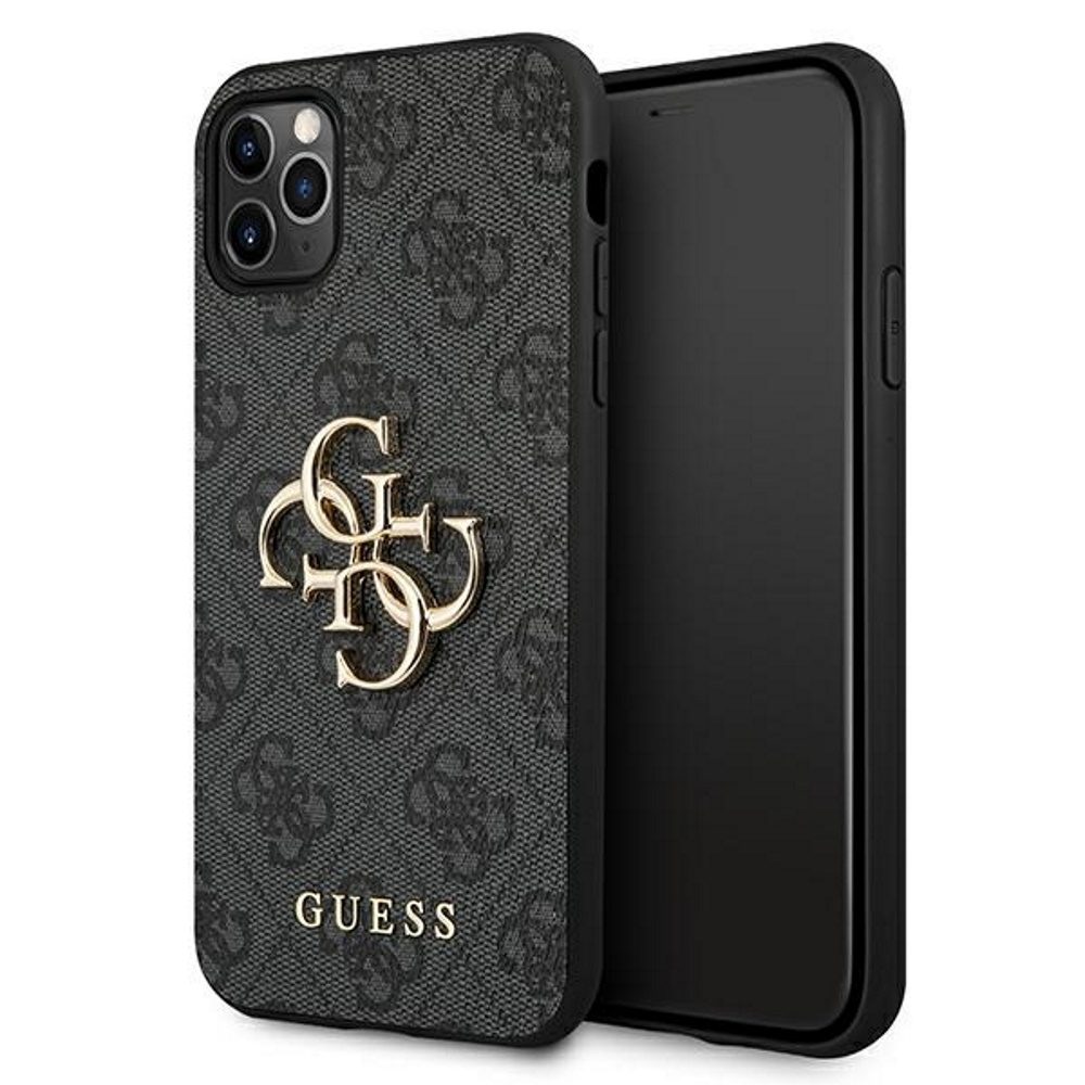 Apple iPhone 13 Pro Max Guess PU 4G Metal Logo tok (Szürke) - GUHCP13X4GMGGR