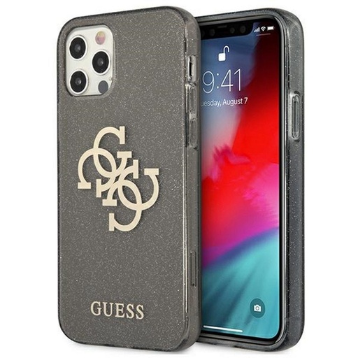 Apple iPhone 12 / 12 Pro Guess TPU Big 4G Full Glitter pouzdro (Černá) – GUHCP12MPCUGL4GBK