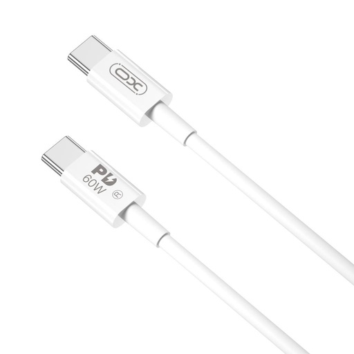 XO NB-Q190B USB-C–USB-C datový kabel (Bílá) – 2 m, PD 60W