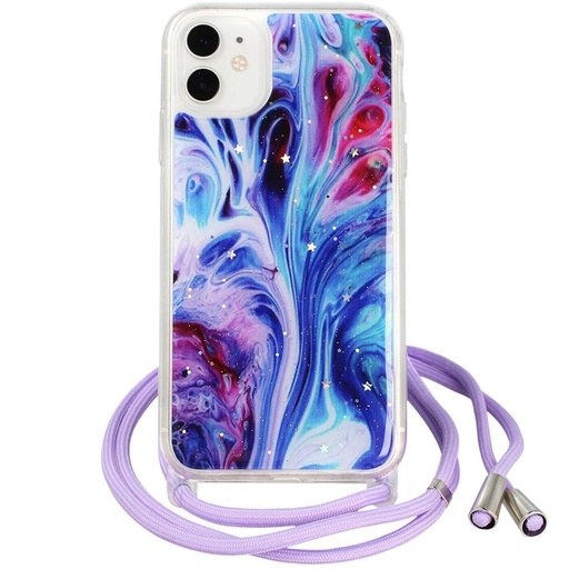 Apple iPhone 11 na krk závěsný glitter zadní kryt (Modrá)
