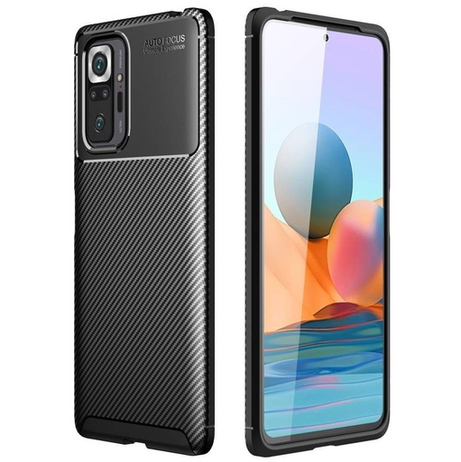 Xiaomi Redmi Note 10 4G/Redmi Note 10S carbon fiber silikonový zadní kryt, (Černá)