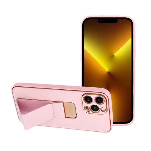 Apple iPhone 13 Pro kůže ochranné pouzdro výsuvný se stojanem, magnetický držák do auta kompatibilní (Růžová)