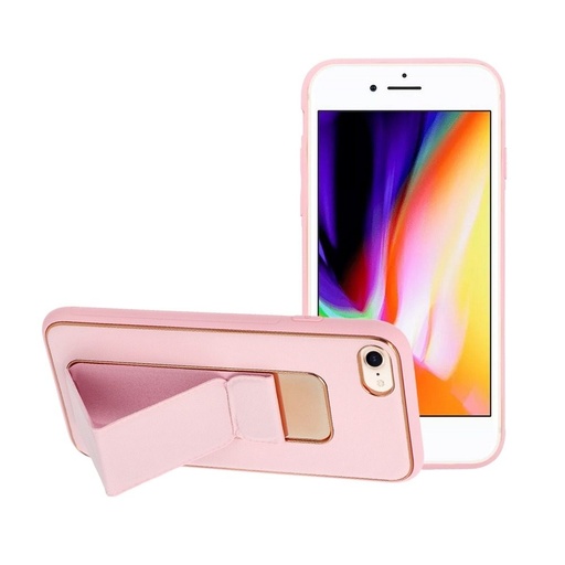 Apple iPhone 7/8/SE 2020/ SE 2022 kůže ochranné pouzdro výsuvný se stojanem, magnetický držák do auta kompatibilní (Růžová)