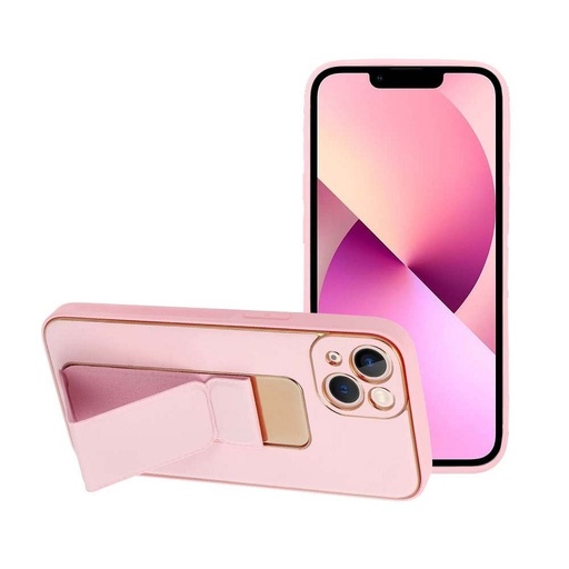 Apple iPhone 13 kůže ochranné pouzdro výsuvný se stojanem, magnetický držák do auta kompatibilní (Růžová)