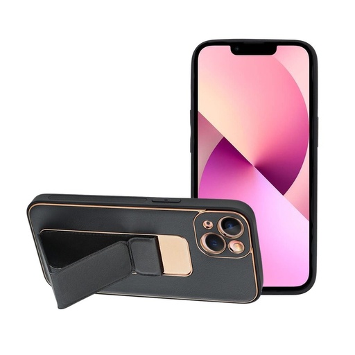Apple iPhone 13 kůže ochranné pouzdro výsuvný se stojanem, magnetický držák do auta kompatibilní (Černá)