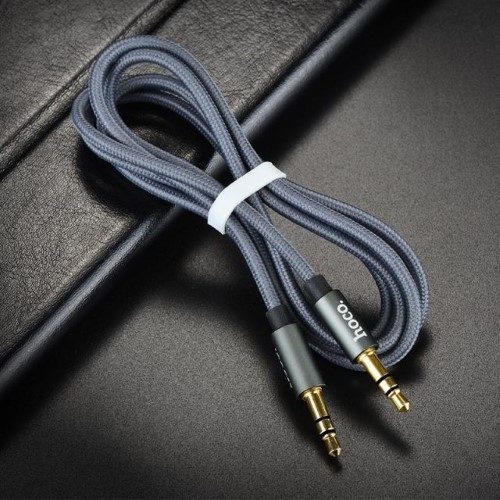Hoco UPA03 , 1m, AUX audio kabel, Nylon bevonattal, šedá