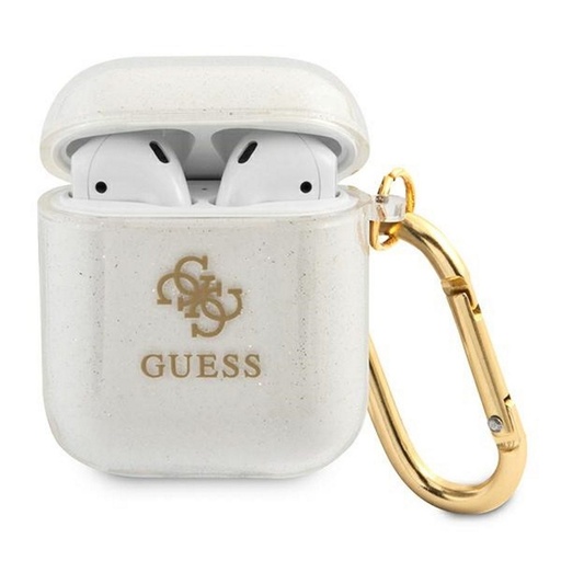 AirPods 1/2 Guess 4G TPU Glitter pouzdro (Průhledný) - GUA2UCG4GT