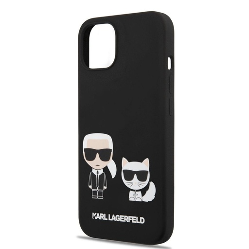 Apple iPhone 13 mini Karl Lagerfeld & Choupette tekutý silikonové pouzdro (Černá) – KLHCP13SSSKCK