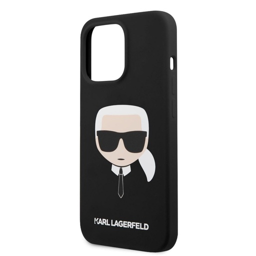 Apple iPhone 13 Karl Lagerfeld Liquid Silicone Karl Head pouzdro (Černá) – KLHCP13MSLKHBK