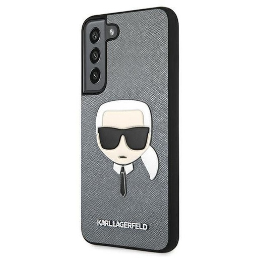 Samsung Galaxy S22 5G Karl Lagerfeld PU Saffiano Karl Head pouzdro (Stříbrná - KLHCS22SSAKHSL)