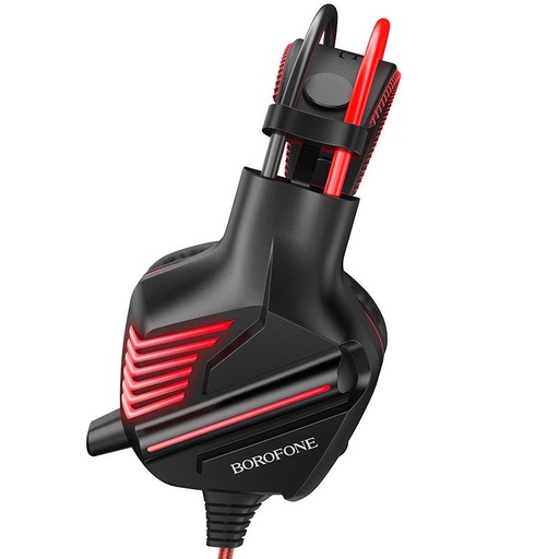Borofone BO101 gamer sluchátka,s mikrofonem, USB-A+USB-A+ 3.5mm s konektorem, led se světlem, červená