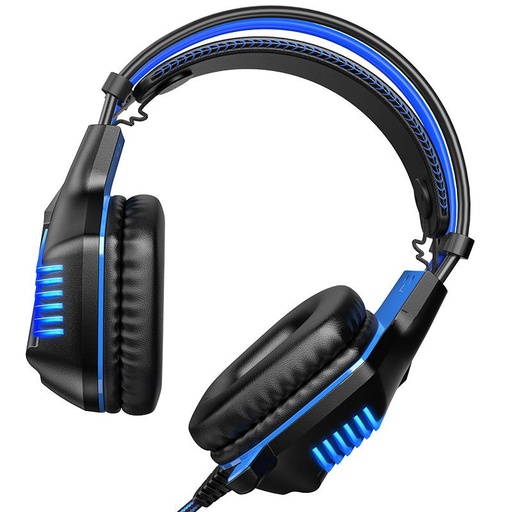 Borofone BO101 gamer sluchátka,s mikrofonem, USB-A+USB-A+ 3.5mm s konektorem, led se světlem, modrá