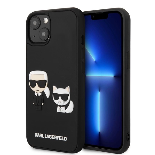Apple iPhone 13 mini Karl Lagerfeld & Choupette 3D pouzdro (Černá) – KLHCP13S3DRKCK