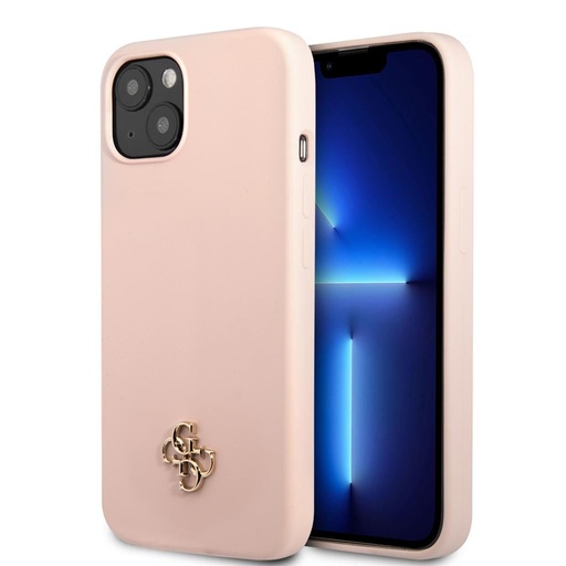 Apple iPhone 13 Guess 4G Silicone Metal Logo pouzdro (Růžová) - GUHCP13MS4LP