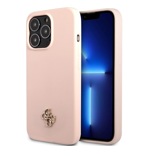 Apple iPhone 13 Pro Guess 4G Silicone Metal Logo pouzdro (Růžová) - GUHCP13LS4LP