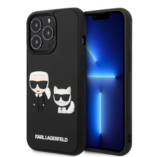 Apple iPhone 13 Pro Max Karl Lagerfeld & Choupette 3D silikonový zadní kryt (Černá - KLHCP13X3DRKCK)