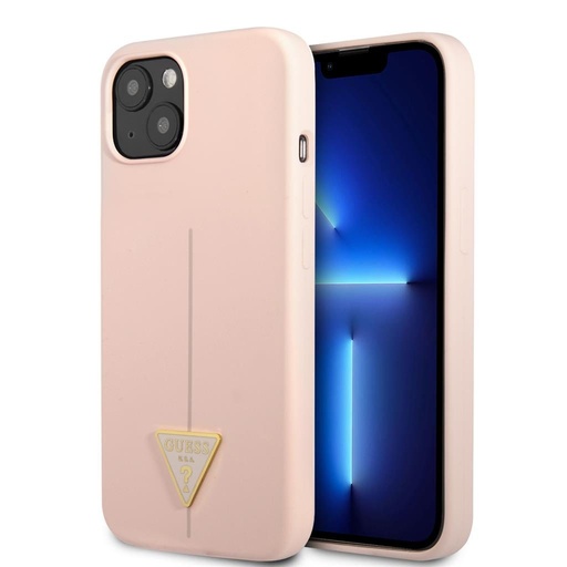 Apple iPhone 13 mini Guess Silicone Line Triangle pouzdro (Růžová) - GUHCP13SSLTGP