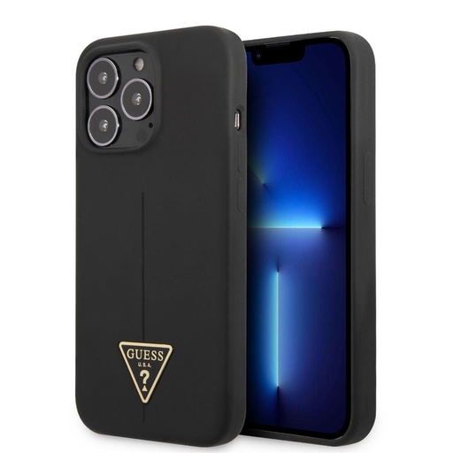 Apple iPhone 13 Pro Guess Silicone Line Triangle pouzdro (Černá) - GUHCP13LSLTGK