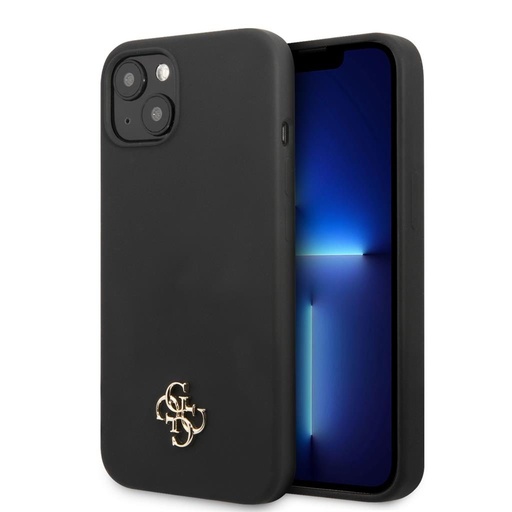 Apple iPhone 13 Guess 4G Silicone Metal Logo pouzdro (Černá) - GUHCP13MS4LK