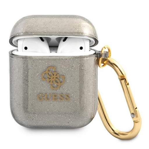 AirPods 1/2 Guess 4G TPU Glitter pouzdro (Černá) - GUA2UCG4GK