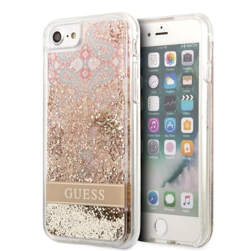 Apple iPhone 7/8/SE 2020/2022 Guess Liquid Glitter Paisley pouzdro (Zlatá) - GUHCI8LFLSD