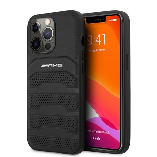 Apple iPhone 13 Pro AMG kůže zadní kryt (Černá) - AMHCP13LGSEBK