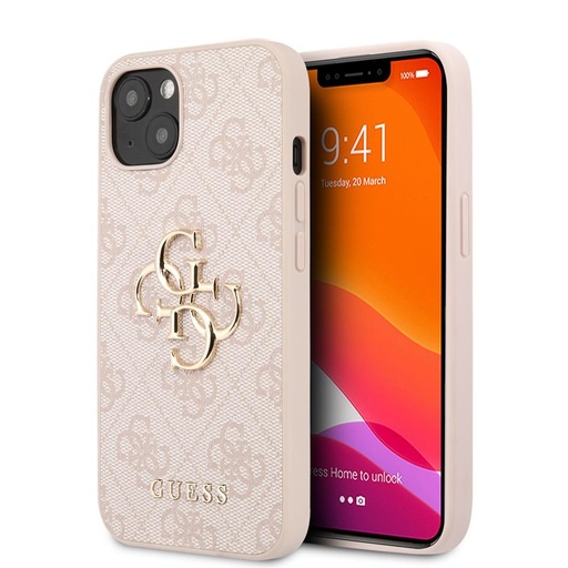 Apple iPhone 13 Guess PU 4G Metal Logo pouzdro (Růžová) - GUHCP13M4GMGPI