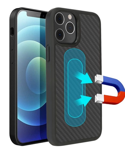 Apple iPhone 13 Pro aramid carbon magsafe odolný proti nárazu zadní kryt (Černá)