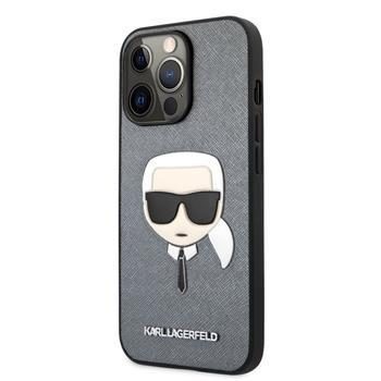 Apple iPhone 13 Pro Karl Lagerfeld PU Saffiano Karl Head pouzdro (Stříbrná - KLHCP13LSAKHSL)
