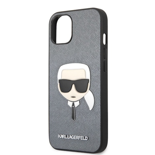 Apple iPhone 13 mini Karl Lagerfeld PU Saffiano Karl Head pouzdro (Stříbrná) – KLHCP13SSAKHSL