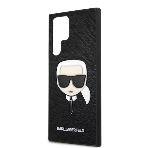 Samsung Galaxy S22 Ultra Karl Lagerfeld PU Saffiano Karl Head pouzdro (Černá - KLHCS22LSAKHBK)