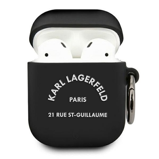 Apple AirPods 1/2 Karl Lagerfeld Rue St Guillaume pouzdro (Černá) – KLACA2SILRSGBK