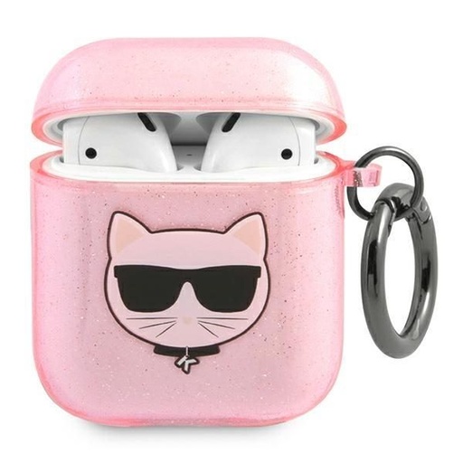 Apple AirPods 1/2 Karl Lagerfeld Choupette Glitter pouzdro (Růžová) – KLA2UCHGP