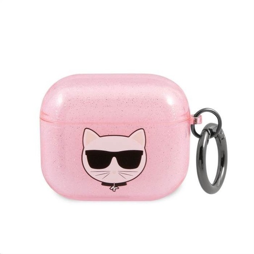 Apple AirPods 3 Karl Lagerfeld Choupette Glitter pouzdro (Růžová) – KLA3UCHGP