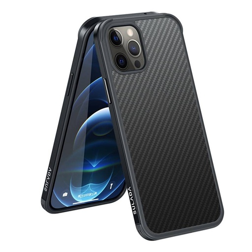 Apple iPhone 12/12 Pro Sulada carbon fiber zadní kryt (Černá)