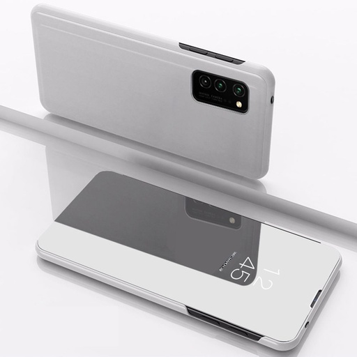 Samsung Galaxy A02s Průhledný view knížkové pouzdro (Stříbrná)