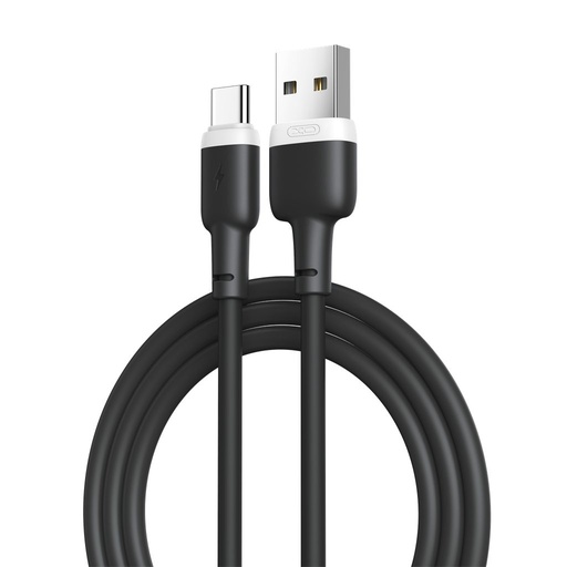 XO NB208 USB-C datový kabel (Černá) – měkký silikonový potah