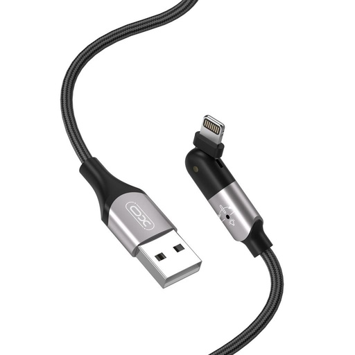 XO NB176 Lightning datový kabel (Černá) – 1.2 m, 2.4A, 180°-ban otočný fej