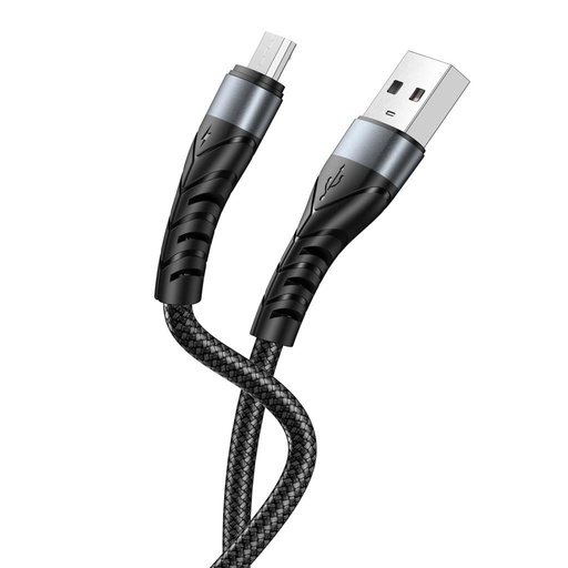 XO NB209 micro USB datový kabel (Černá) – pletený potah, hliník pouzdro, 1 m