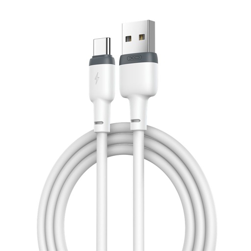XO NB208 USB-C datový kabel (Bílá) – měkký silikonový potah